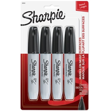 Marqueurs permanents Sharpie, pointe biseautée, noir, 4 unités
