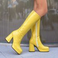 thumbnail image 3 of Dakaela Knee High Boots Women Chunky Heel Square Toe Platform Tall Boot Side Zipper Motorcycle Riding Fashion Booties, 3 of 7