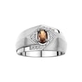 thumbnail image 1 of RYLOS Mens Rings Sterling Silver Ring 6X4MM Oval Shape Gemstone & Diamond Ring Smoky Quartz June Birthstone Rings For Man Silver Rings, Size 8, 1 of 7