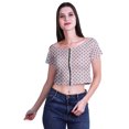 thumbnail image 2 of Moomaya Printed Viscose Crop Top Short Sleeve Zipper Tunic Womens Summer Tops, 2 of 4