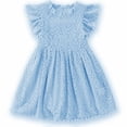thumbnail image 1 of TopLLC Robe à Manches Courtes Col Rond Imprimé Floral pour Filles avec Manches Volantes Jupe Plissée pour Filles Été Jupe pour Enfants Robe Fille, 1 of 3