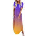 thumbnail image 1 of Yuyuzo Robe Maxi pour Femmes Été à Manches Courtes Plage Longue Robe d'Été Dégradé T-Shirts Robes avec Poches, 1 of 5