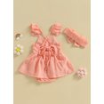 thumbnail image 4 of Faithtur Ensemble de Barboteuse pour Bébé Fille, Robe Trapèze à Manches Volantées et Col Ras du Cou avec Bandeau pour un Usage Quotidien Décontracté, 4 of 9