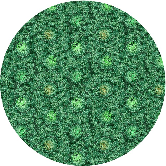 Ahgly Tapis Rond Lavable en Machine Intérieur Transitionnel Vert Émeraude Profond, 8 Pieds Rond