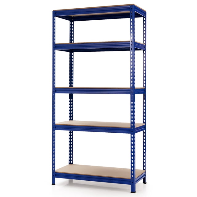 Gymax Étagère de Rangement de Garage en Métal à 5 Niveaux de 73 Pieds' Autoportante avec Unité Réglable Bleu