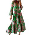 thumbnail image 2 of EGNMCR Robes de Fête pour Femmes Mode Robe Décontractée pour Femmes Printemps et Été à Col en V à Manches Trois-Quarts Imprimée, 2 of 6