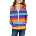 thumbnail image 1 of MEZZALL Girls Spring Color Block Print Patch Pocket Zipper Sweatshirt Hooded Cardigan Jacket Leisure Toddler Dailywear, Purple, 2-3 Years, 1 of 3