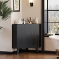 thumbnail image 1 of Yiwa Armoire de Rangement d'Angle à 3 Niveaux, Armoire d'Accent Style Ferme avec Porte Cannelée et Tablette Ajustable pour Salon, 1 of 8