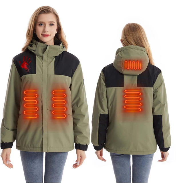 RXIRUCGD USB Intelligent Constant Temperature Heated Windproof Plus Size Coat For Men And Women Winter 4 Heated Jacket Coat( Army Green, Size:L )