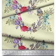 thumbnail image 3 of Soimoi Yellow Moss Georgette Fabric Insect,Rose & Wreath Flower Printed Fabric 1 Yard 42 Inch Wide, 3 of 3