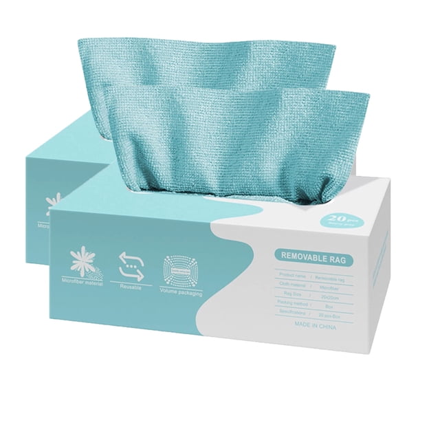 Amzcrzy The Rag Microfiber Cleaning Cloth Rags In A Box 20 Count -7.9 X 7.9In Reusable Microfiber Towels for Cars - Edgeless Towels Cleaning Cloths Kitchen Appliances Cleaning Supplies