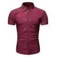 thumbnail image 1 of CEHVOM Chemise Décontractée pour Hommes Boutons Col Rabattu Affaires Ajustée Imprimée Manches Courtes Ventes, 1 of 4