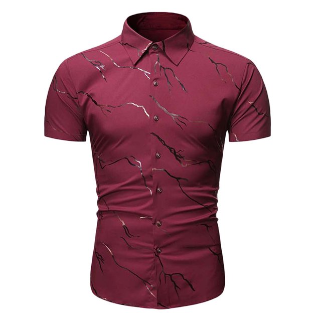 CEHVOM Chemise Décontractée pour Hommes Boutons Col Rabattu Affaires Ajustée Imprimée Manches Courtes Ventes