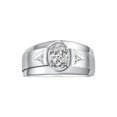thumbnail image 1 of RYLOS Men's Rings 14K White Gold Classic 7X5MM Oval Gemstone & Diamond Ring White Topaz April Birthstone Rings For Men, Gold Rings Size 12, 1 of 7