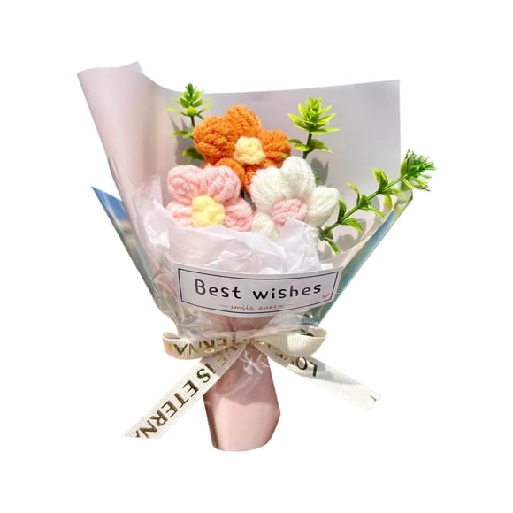 Yhmxh Cadeaux de la Saint-Valentin pour Lui/elle, Décorations de la Saint-Valentin Bouquet Tricoté à la Main Bouquet de Fleurs Fausses Kit Agent Décontaminant