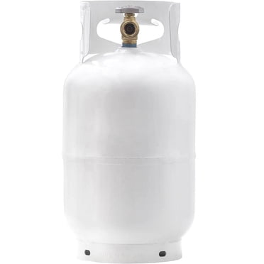 Flame King Propane Tank YSN10LB 10 Pounds Capacity; 16.8 Inch Height x 9.1 Inch Diameter; 6.5 Inch Collar Diameter; X-Ray And Hydrostatic Tested; Vacuum Purged; Powder Coated; White
