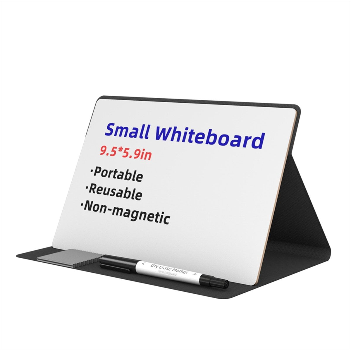 Portable Small Whiteboard, Reusable Mini Magnet Dry Erase Board with Marker Wipe Cloth Magnetic Dry Erase Board Black,1 * portable small whiteboard 1 * marker 1 * wipe cloth,Black