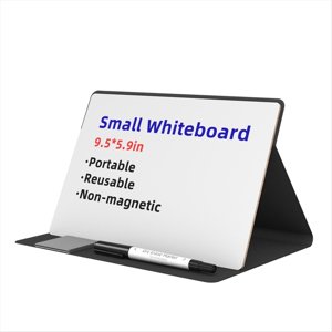 Petit tableau blanc portable, réutilisable Mini Tableau d'effacement à sec magnétique avec ruban d'essuyage magnétique noir,1 * petit tableau blanc portable 1 * marqueur 1 * linge essuie-tout, Noir