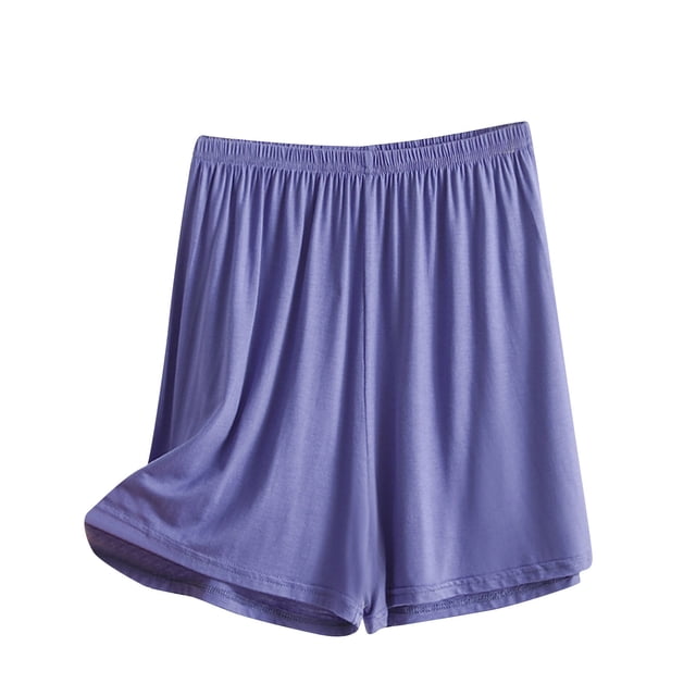 Timegard Womens Shorts Cotton Linen Elastic Waist Solid Color Summer Knee Length Trousers with Pockets