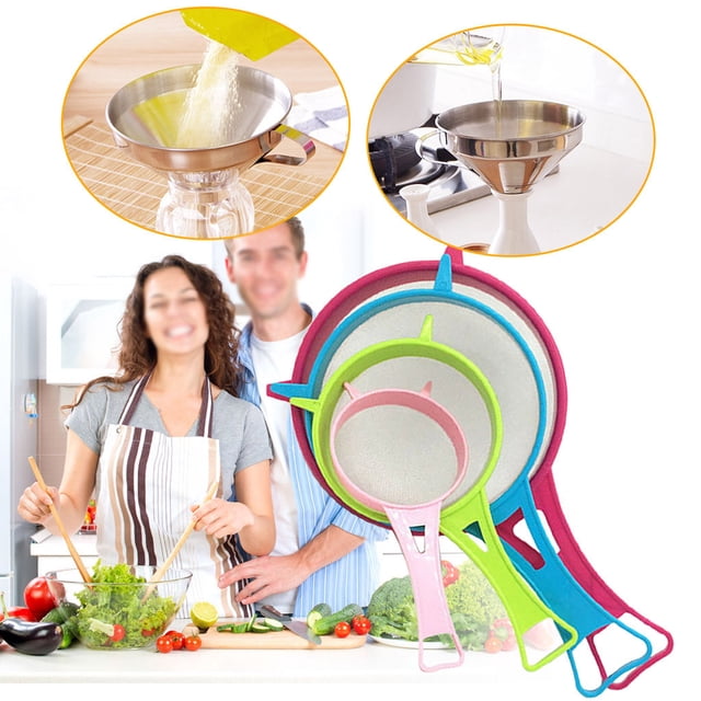 Oleegame 1PC Plastic Food Small Kitchen Sieve Mini Strainer Mesh 4Pcs Scoop Basket Kitchen,Dining Bar