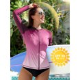 thumbnail image 3 of Rash Guard Shirt for Women Zip Front Long Sleeve Sun Protection Swimwear Tops, 3 of 6