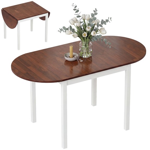 HOMCOM Table de Cuisine en Bois de 55 Pouces, Tables à Abattants pour Petits Espaces, Brun