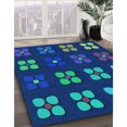 thumbnail image 3 of Ahgly Company Tapis d'Intérieur Lavable en Machine Carré Transitionnel Bleu Lierre, 8 Pieds Carré, 3 of 7