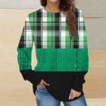 thumbnail image 2 of KIHOUT Chandails en Molleton de Mode pour Femmes, Manches Longues Décontractées à Carreaux Patchwork Col Rond Ample Blouse Chandail Tops, Taille P-2TG, 2 of 5