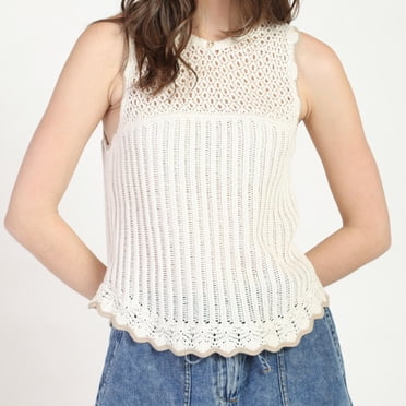 Bloom Girl Contrast Knit Sweater Tank, Sizes XS-XL