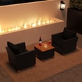 thumbnail image 1 of Costway 3PCS Patio Rattan Furniture Set Cushioned Sofa Storage Table with Wood Top Black, 1 of 10
