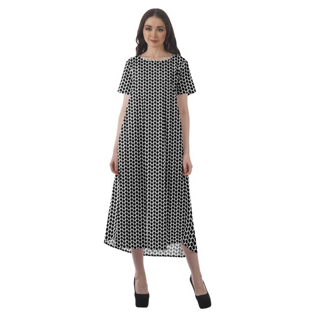 Moomaya Robes d'Été Imprimées pour Femmes à Manches Courtes en Coton Flex Robe de Soirée