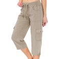 thumbnail image 1 of Mohiass Pantalon Capri Cargo pour Femme Randonnée Léger Séchage Rapide Été Extérieur Décontracté Voyage avec Poches Kaki P, 1 of 4