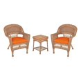 thumbnail image 1 of Jeco Ensemble de Conversation pour Patio en Résine Osier 3 Pcs, Miel et Orange, 1 of 10