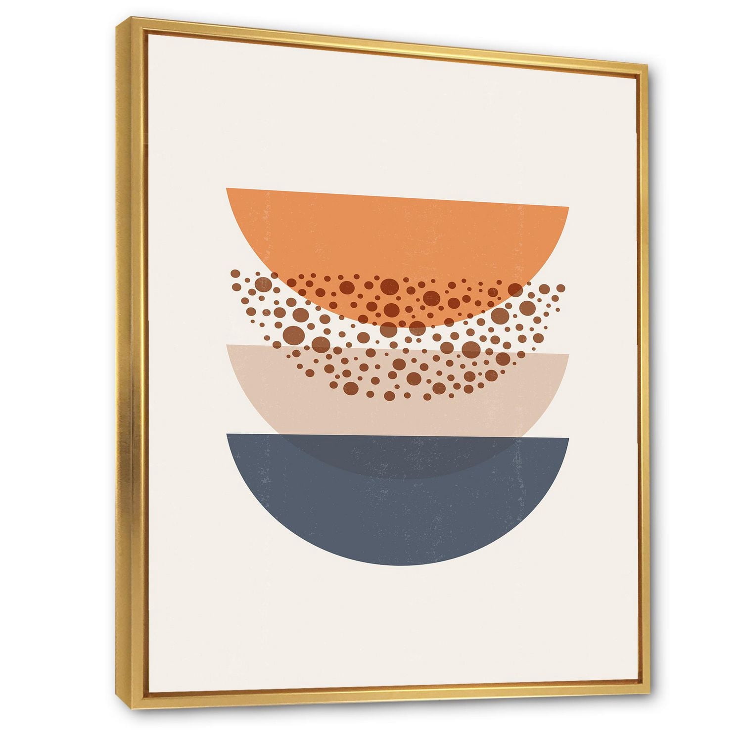 Designart Géométrie abstraite du soleil et de la lune en bleu et orange ART MURAL À CADRE FLOTTÉ