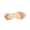 thumbnail image 4 of BLISSFUL STEP Women's Block Heels Ankle Strap Braided Heel Sandals Nude (Size 7.5), 4 of 7