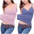 thumbnail image 1 of Débardeur pour Femmes, 2 Pcs Haut Sans Manches à Col en V Uni pour Femmes avec Bonnets Rembourrés Blouse Sans Manches, 1 of 4