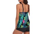 thumbnail image 3 of Fortune Maillots de Bain pour Femmes Ensemble Bikini 2 Pcs, Hauts de Tankini à Imprimé Floral + Shorts Taille Haute, 3 of 6