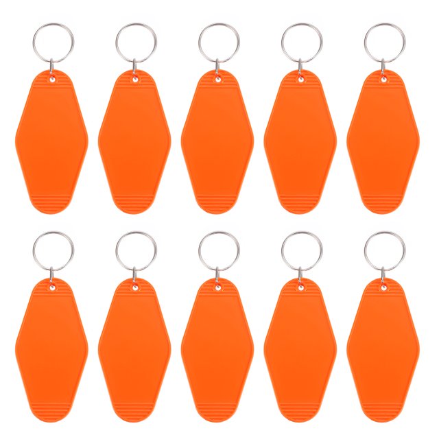 Unique Bargains Vintage Motel Keychain Blank Hotel Keychains Rhombus Retro Key Tag, Orange, 10 Pack