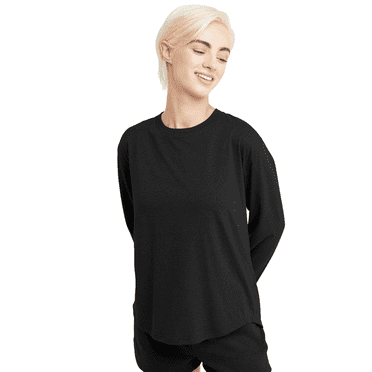 Hanes Originals Womens Tri-Blend Relaxed Fit Long-Sleeve T-Shirt, XS, Black