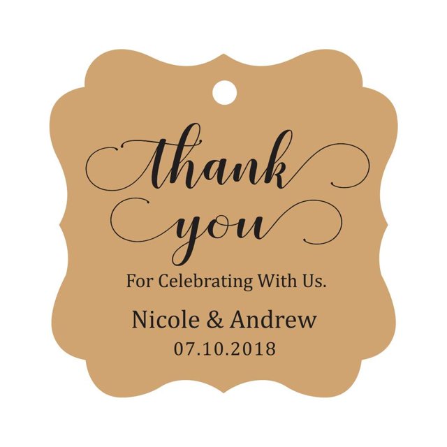 Darling Souvenir Custom Names Thank You For Celebrating With Us Wedding Hang Tags Personalized Party Tags-Kraft-50 Tags
