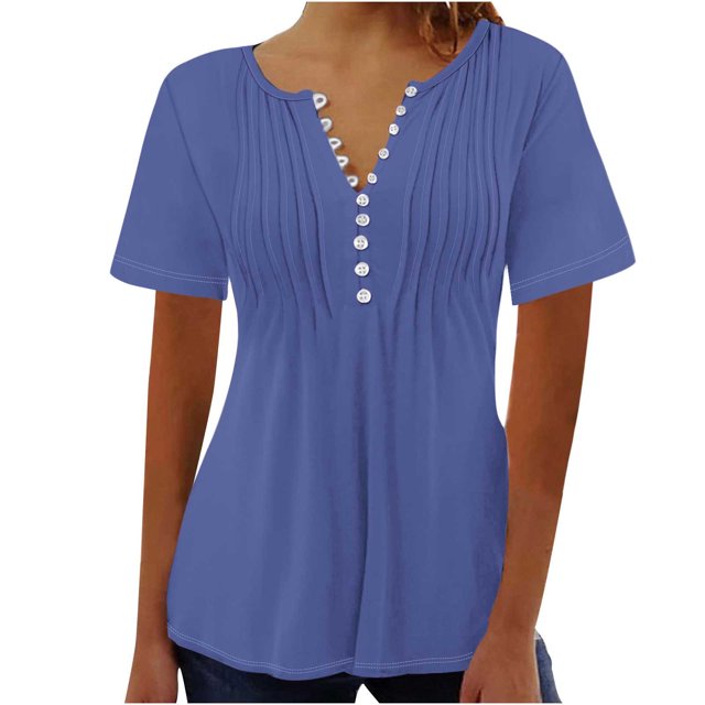 Blouses pour Femmes Haut Court Imprimé Col en V Boutonné