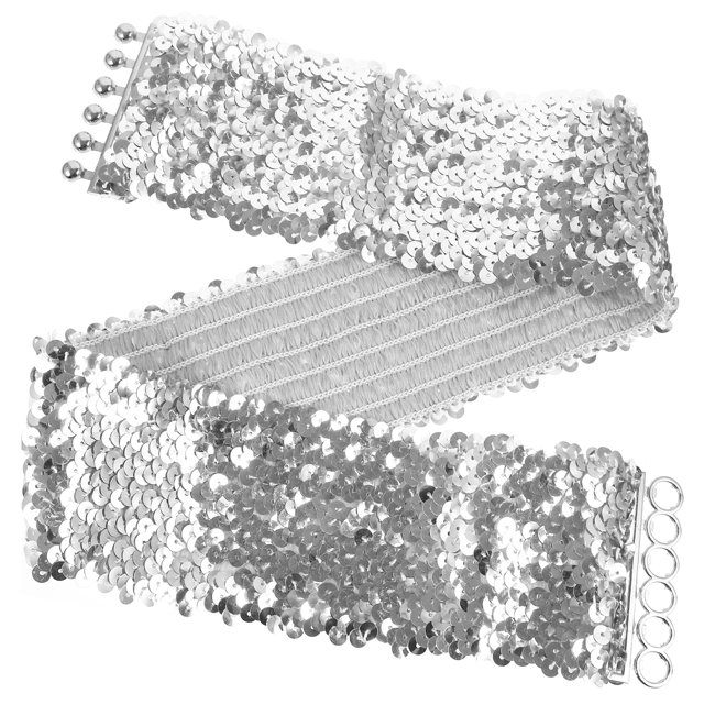 CIMAXIC Ceinture de Taille Grand de Fête Ceinture de Taille Extensible Ceinture à Paillettes Ceinture de Robe pour Femme Ceinture de Fête Disco,29.53"X2.76"X0.39 Pouces