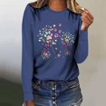 thumbnail image 2 of Pisexur Hauts d'Automne pour Femmes Mode Mignon T-Shirt Imprimé Graphique Hauts Col Rond Manches Longues Chemises pour Femmes Habillées Décontractées Sorties Hauts Confort Polyvalents Légers T-Shirts, 2 of 5