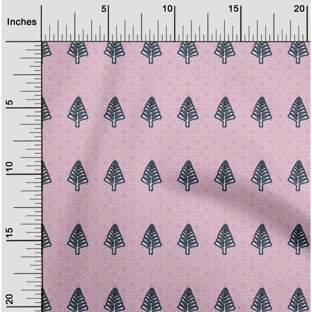 oneOone Viscose Chiffon Light Pink Fabric Tree & Geometric Block Sewing Craft Projects Fabric Prints By Yard 42 Inch Wide