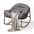 thumbnail image 1 of Outdoor Rocking Chair - Oversized Grey Papasan Egg Chair for Patio/Garden/Bedroom | Comfy Wicker Rocker, 1 of 8