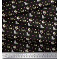 thumbnail image 3 of Soimoi Polyester Crepe Fabric Dot & Cat Animal Print Fabric by The Yard 42 Inch Wide, 3 of 5