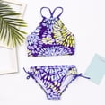 thumbnail image 2 of Kcodviy 2 Pcs Girl Swimwear Kids Girl Bathing Suit Floral Tops Drawstring Bikini Bathing Suits for Girls Bikinis Bottoms Suit Girls Suit Girls Bikini New Split Water Drop Print Bikini, 2 of 7
