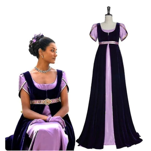 Bridgerton Robe, Robe de Style Régence, Robe de Bal Vintage Violette, Robe jane Austen Stain