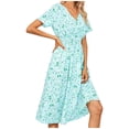 thumbnail image 2 of CEHVOM Robe d'Été Décontractée pour Femme à Manches Courtes, Col en V, Florale, Coupe Ajustée, 2 of 6