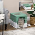 thumbnail image 2 of PawHut Bac à Litière pour Chat Fermé avec Pelle, Plateau, Entrée par le Haut, Pliable, Vert, 2 of 10